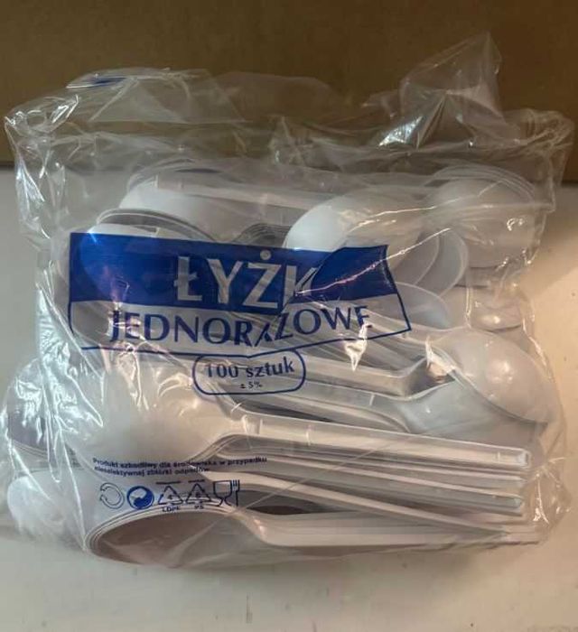 Łyżki plastikowe, jednorazowe, białe, 100 sztuk - Kraków, Skawina