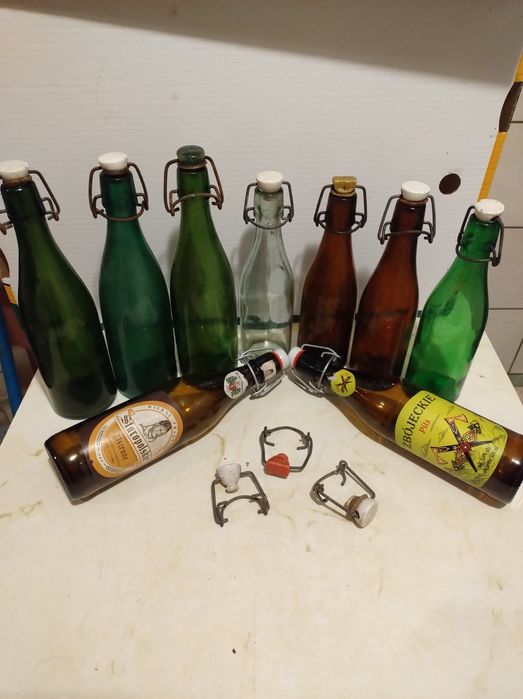 Stare butelki szklane z PRL 7 szt + 2 szt gratis