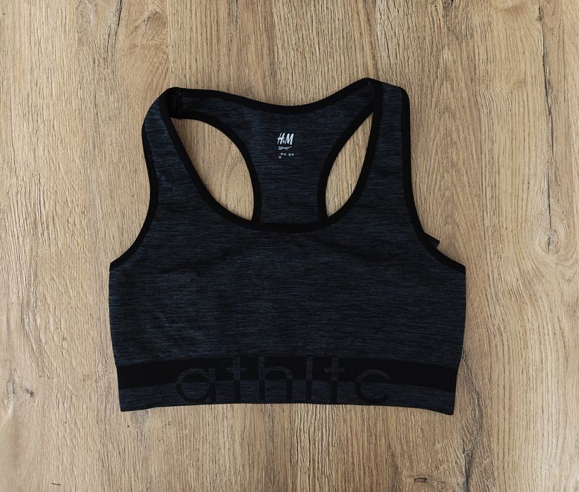 Biustonosz sportowy 38 M melanż top athletic stanik bezszwowy fitness siłownia jogger H&M