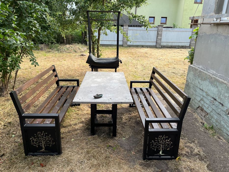 Лавка в стилі лофт,вставка візерунок дерева