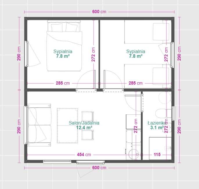 Domek modułowy, całoroczny, letniskowy 35 m2 na zgłoszenie