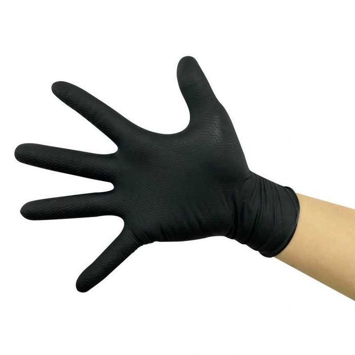 Rękawice nitrylowe czarne Gripper XXL 45 sztuk grube