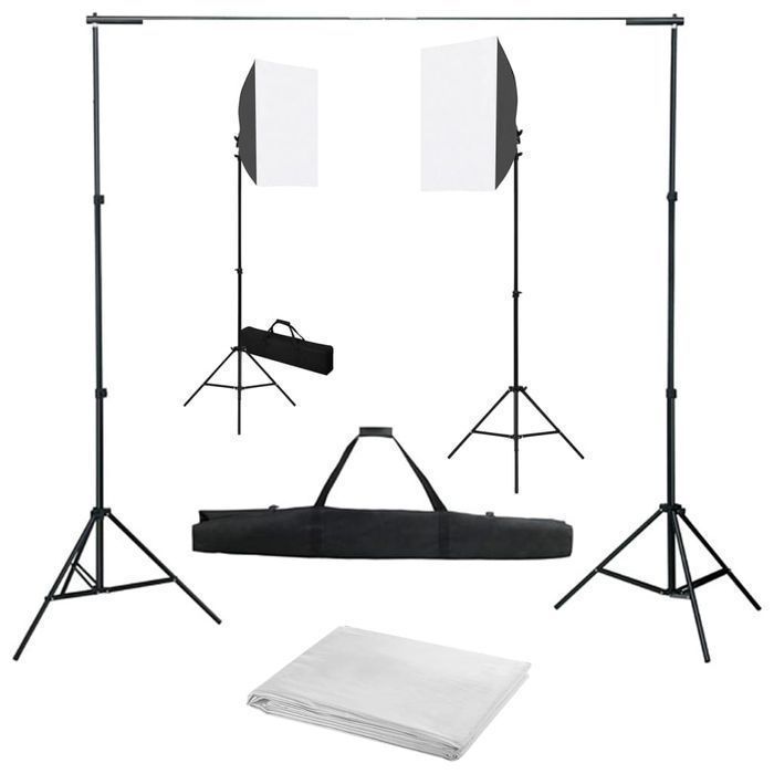 Vidaxl Fotograficzny Zestaw Studyjny Z Lampami Softbox I Tłem