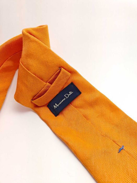 Massimo Dutti pomarańczowy jedwabny lniany krawat ady02