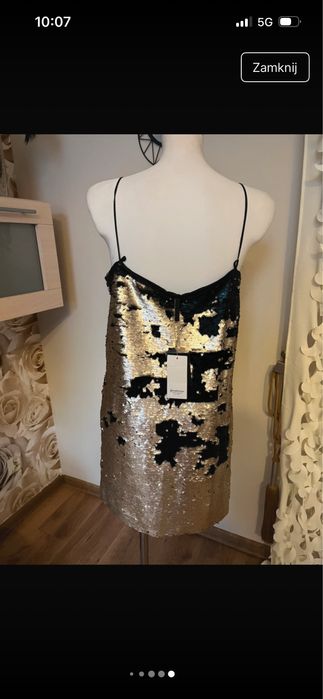 Sukienka cekinowa halka L Nowa z metka Stradivarius