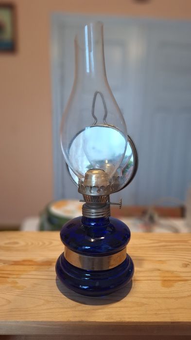 Lampa naftowa szklana PRL 1979 vintage