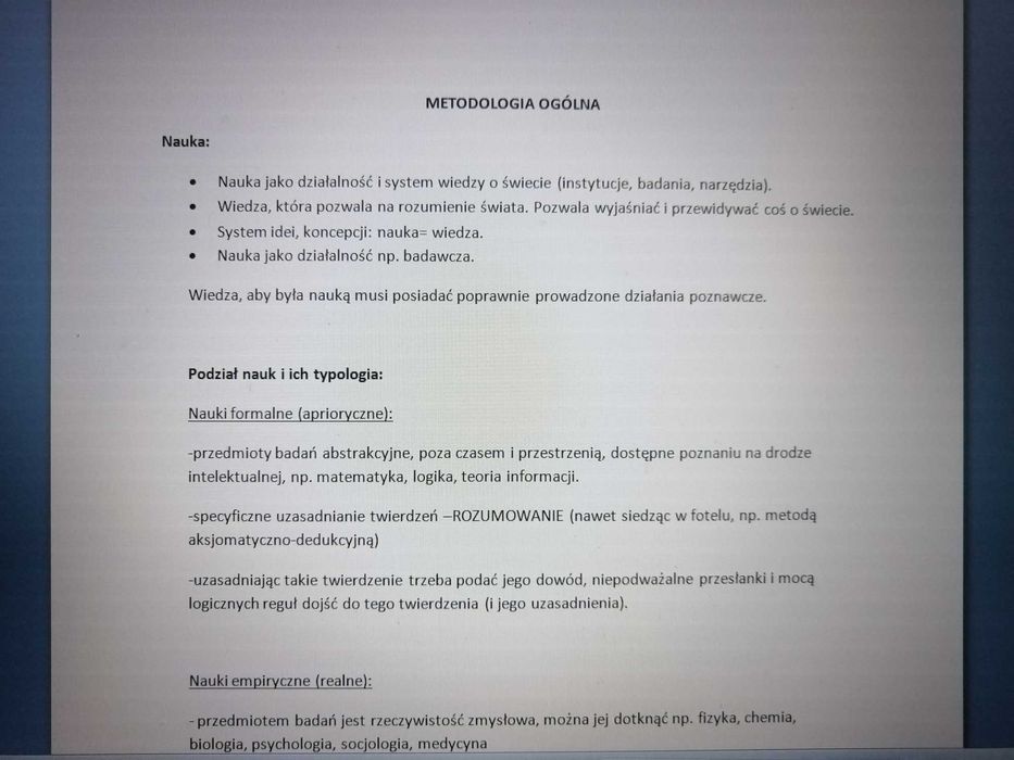 Metody badań naukowych psychologii, socjologii, pedagogiki- notatki