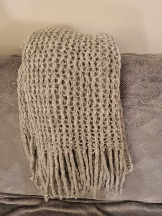 Długi SZAL szalik szary gruby