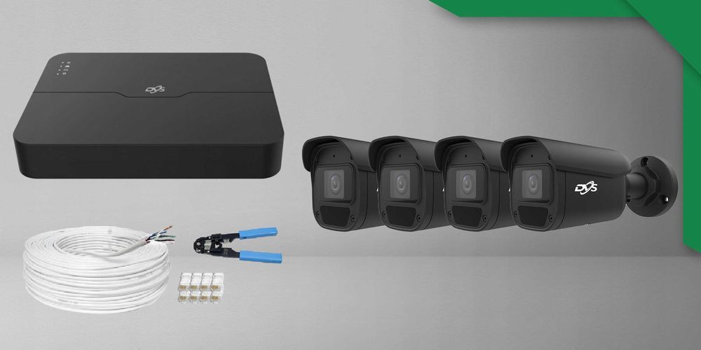 Monitoring IP PoE 5Mpx 4 czarne kamery mikrofon AI dom firma parking