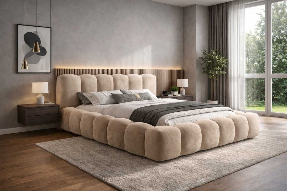 10 LAT GWARANCJI Łóżko tapicerowane ze stelażem metalowym - PRODUCENT