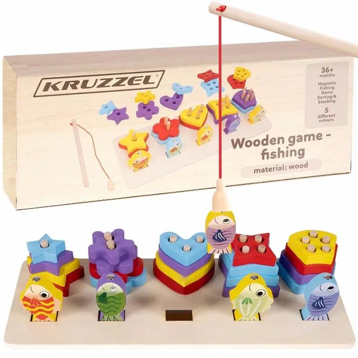 Klocki/Gra Łowienie Rybek– Drewniana– KRUZZEL Dostawa InPost gratis