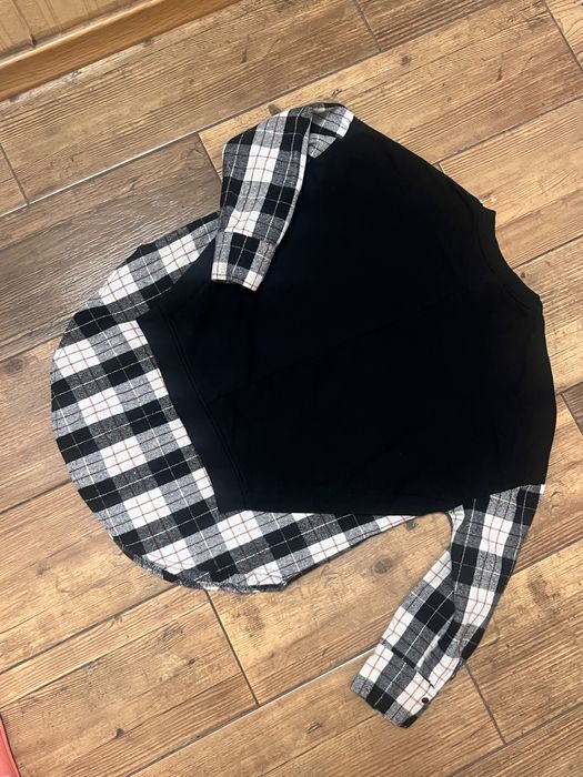 Світшот-з імітацією сорочка, чорний в клітинку