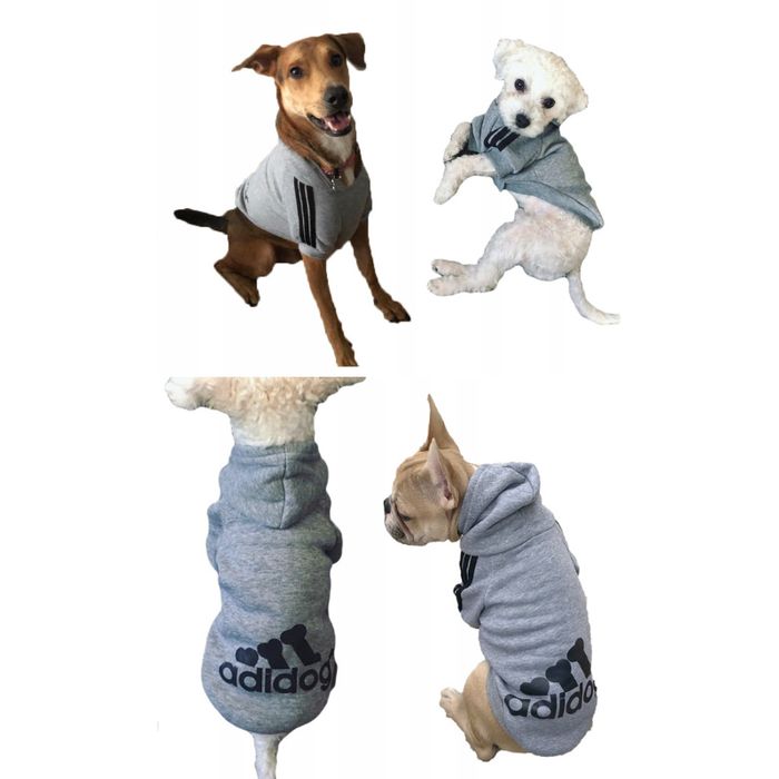 Bluza dla psa Adidog szara ocieplana z kapturem 4XL