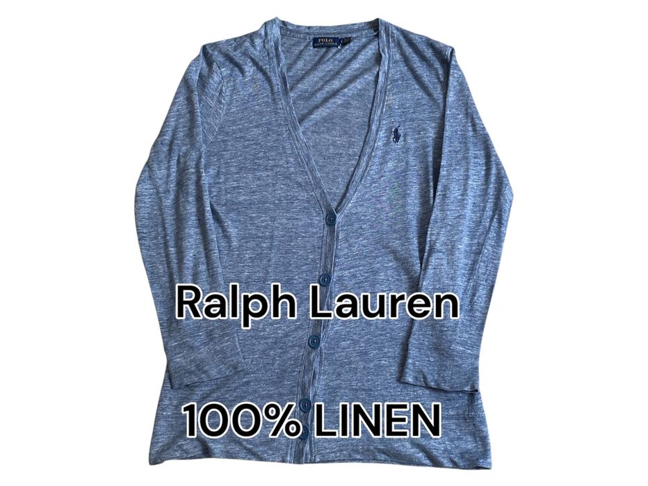Polo Ralph Lauren Lniany Niebieski Sweter Kardigan Letni Rozmiar S