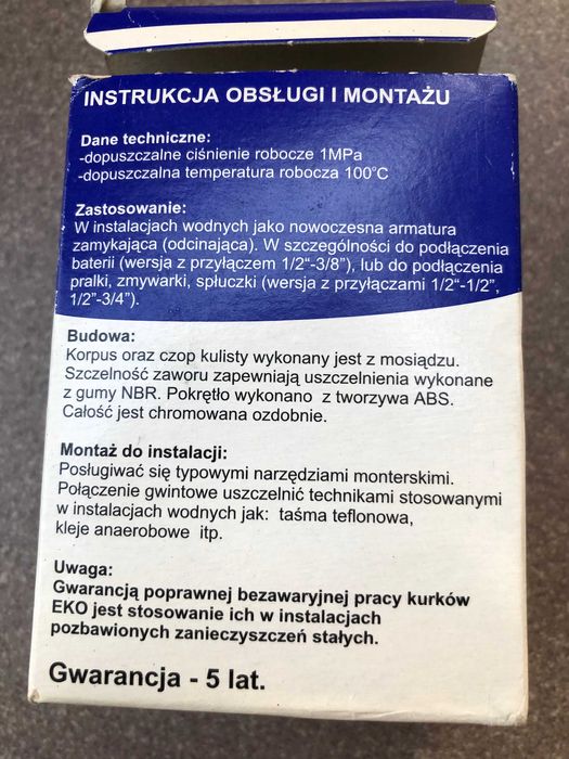 Zawór kątowy Valvex kurek G1/2 G1/2