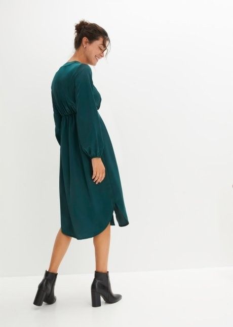 B.P.C sukienka midi satynowa zielona r.46