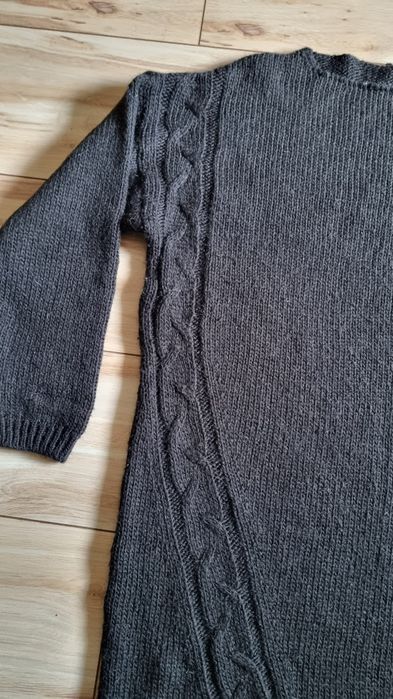 Ciepły długi sweter warkocze M L XL