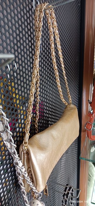 Bolsa mala carteira dourada