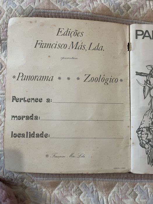 Caderneta de cromos completa Panorama zoológico