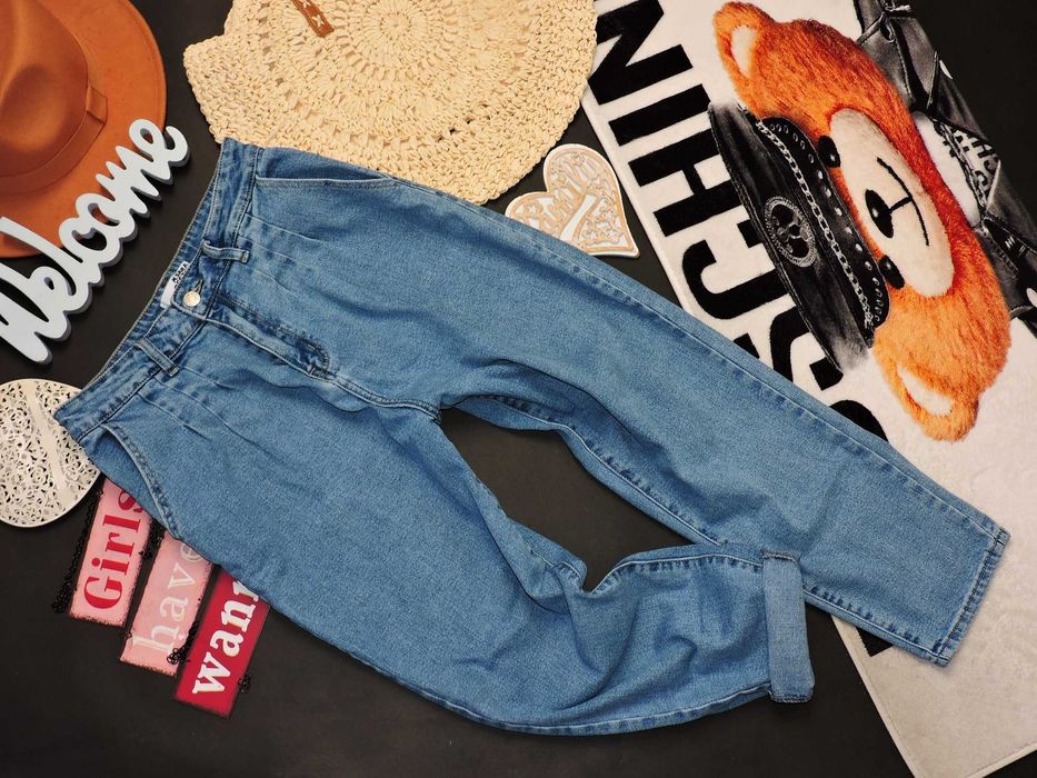 M.Sara spodnie jeasn wysoki stan zakładki 40 zestaw