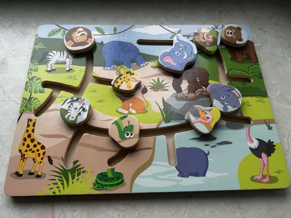 Drewniana ukadanka przesuwanka edukacyjna