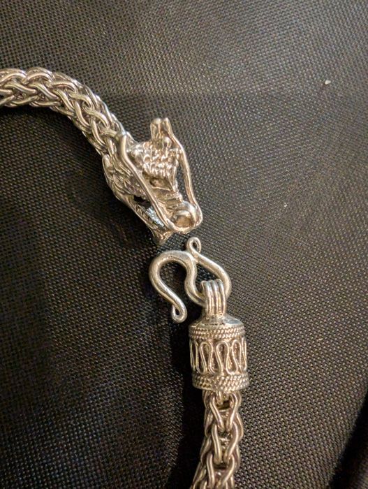 Srebrna bransoletka z zapięciem smoka srebro 925 Maroko