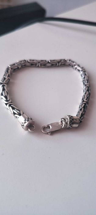 Srebrna bransoletka splot królewski