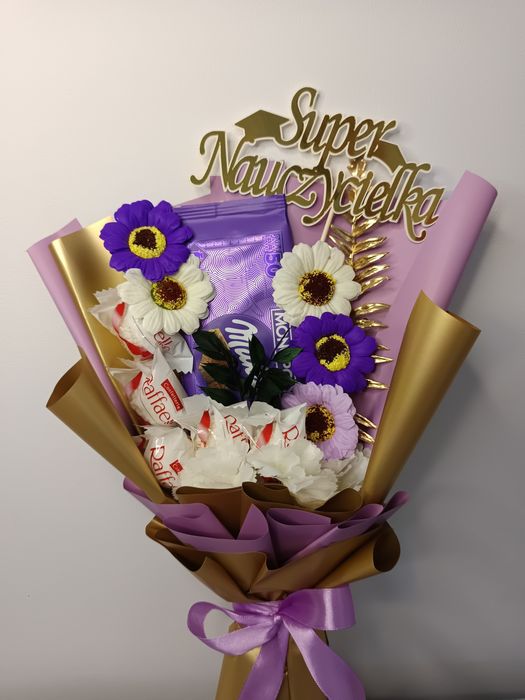 Bukiet ze słodyczami, Prezent, Prezent dla Nauczyciela, Prezent dla Mamy, Bukiet, Flower Box