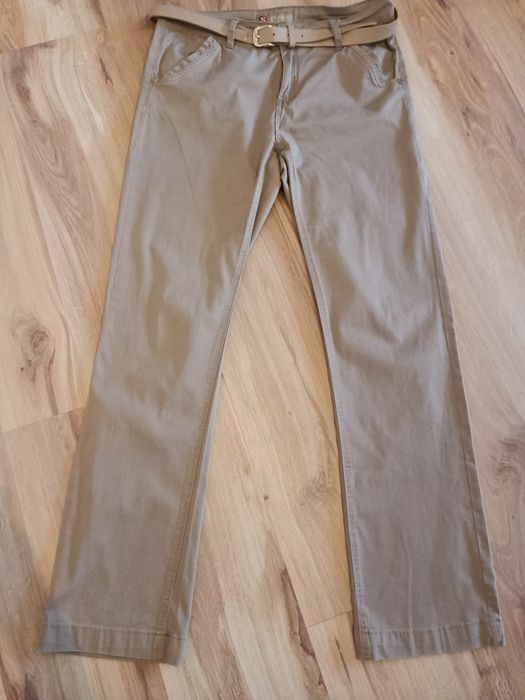 Spodnie damskie materiałowe beżowe L