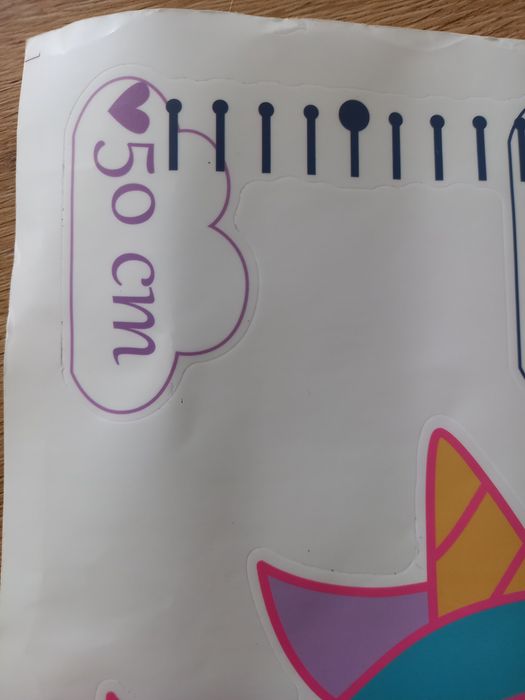 Miarka wzrostu naklejka jednorożec