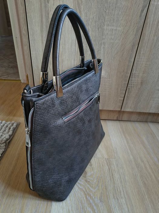 Torba wężowy print Laura Biaggi w rękę pojemna elegancka A4