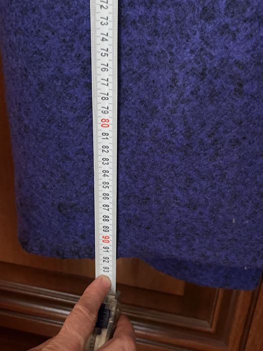 Турецьке шерстяне синє пальто 48 розміру з капішоном