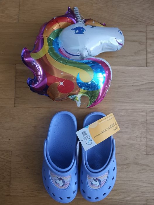Klapki w stylu crocsy jednorożec r.34/35