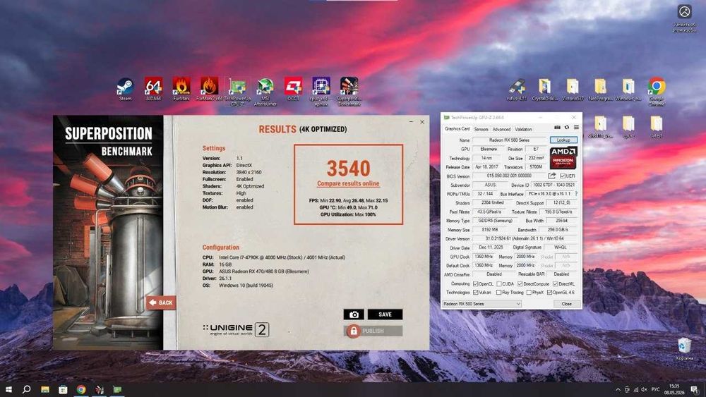 Видеокарта Asus Dual RX580 8GB