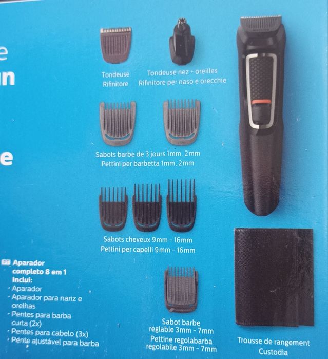 Philips - Máquina de cortar cabelo ou barba. 8 em 1.