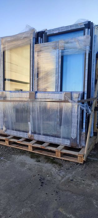 Drutex IGLO ENERGY antracyt zestaw okien HS stałe RU drzwi .  1/2 ceny