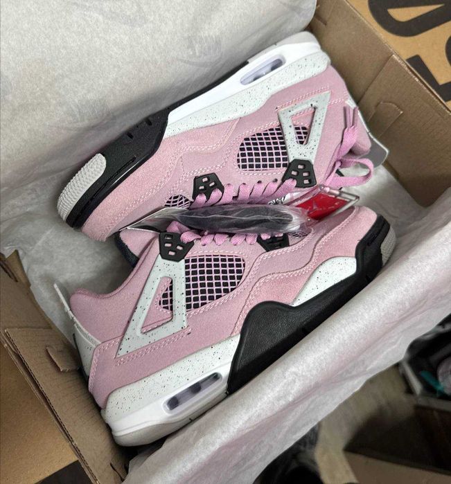 Кроссовки Nike Jordan 4 pink / Джордан розовые высокие 37 38 39 40