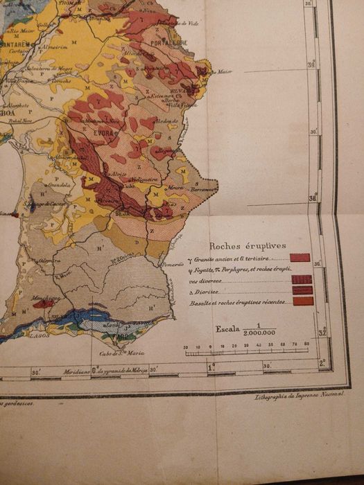 Mapa - Portugal, Esquisse Geologique (1900)