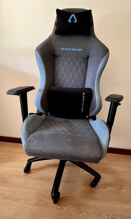 Cadeira Gaming Alpha Gamer Gaia Dark Grey/Blue Fabric V2