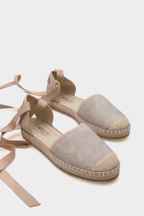 Espadryle damskie beżowe płócienne z wiązaniem na kostce 36 5ga