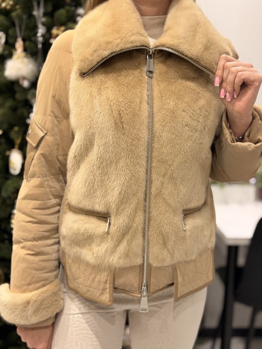 Куртка з норкою, натуральний пух, дуже стильна та тепла