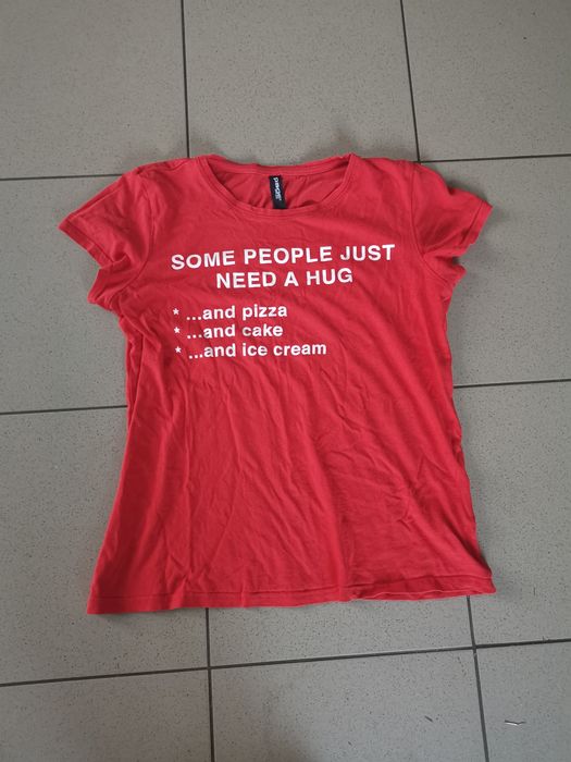 Czerwony t shirt damski bluzka z krótkim rękawem zabawny napis Page On