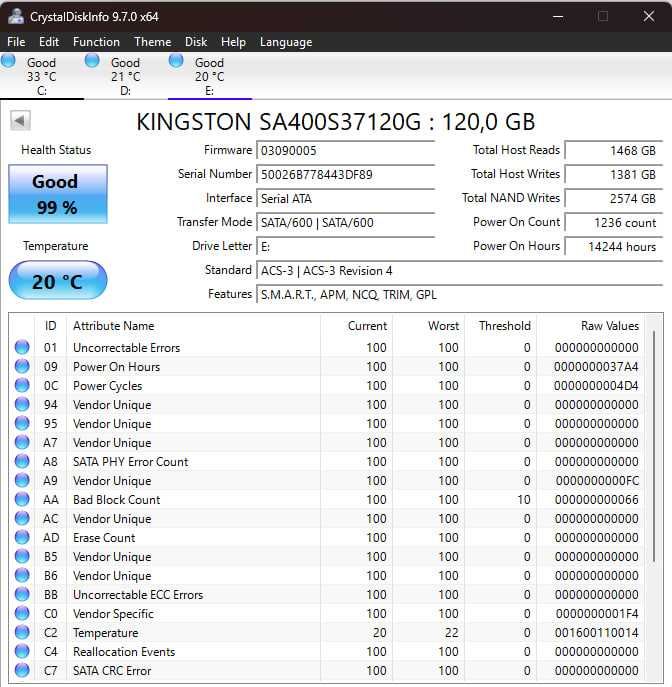 SSD Kingston A 400 120 GB
