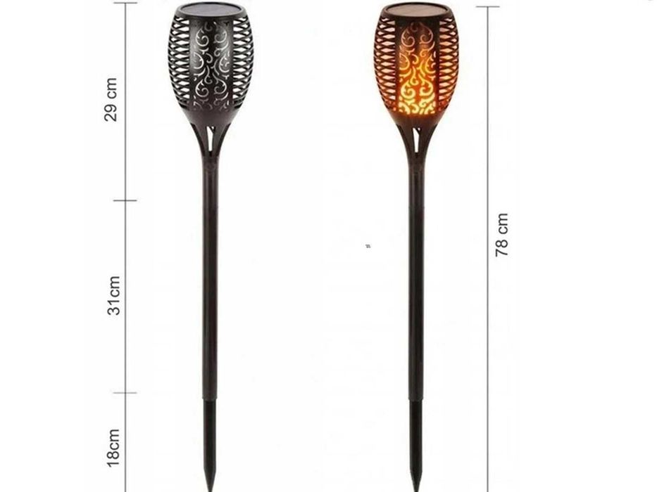 DUŻA Lampa imitująca OGIEŃ/Płomień wbijana w ziemię na SOLAR, Latarnia