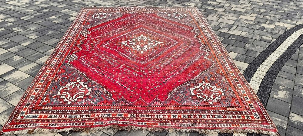 Shiraz dywan wełniany perski Iran tkany ręcznie 313 x 215 cm wełna