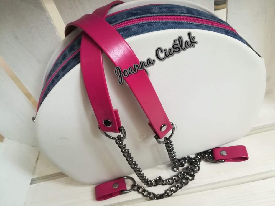 Róż/ SANGRIA eco pasek+czarny łańcuszek + zaczepy do obag moon light