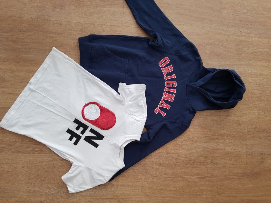 Bluza+koszulka H&M jak nowe r.134/140