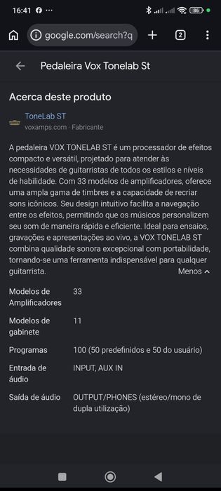 VOX TONELAB ST  processador de efeitos