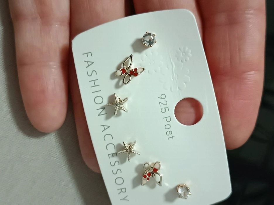 Zestaw kolczyków motyle gwiazdki
