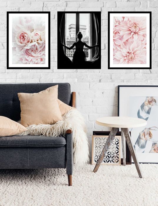 3x 30x40 A3 ZESTAW OBRAZ W RAMIE PLAKATY RAMKA boho paryż kwiaty
